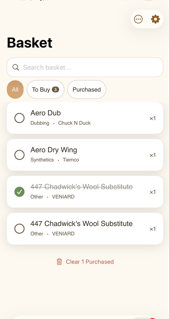 Shopping basket of materials to buy
