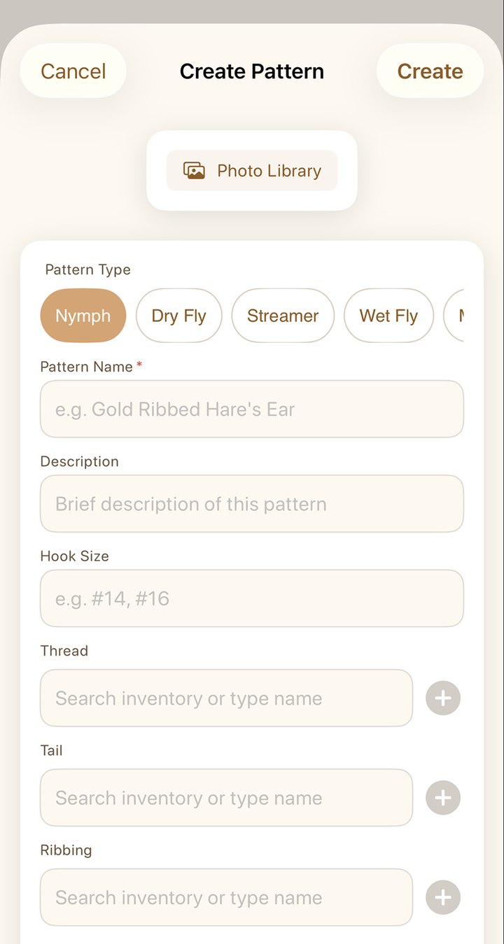 Create a fly pattern with its recipe