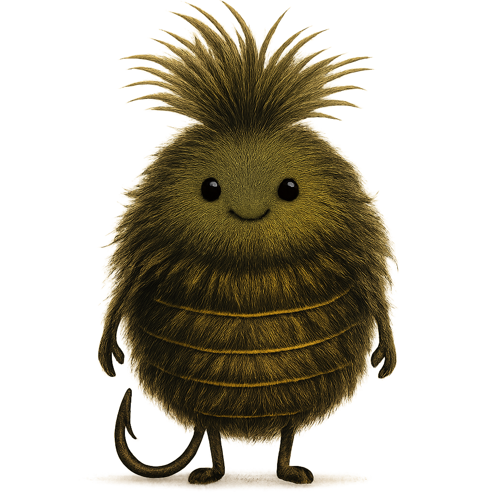 Woolly Bug mascot - a cute furry character with spiky hair